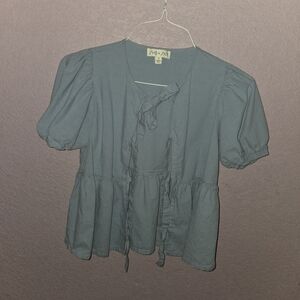 She + Sky Tie Front Blouse